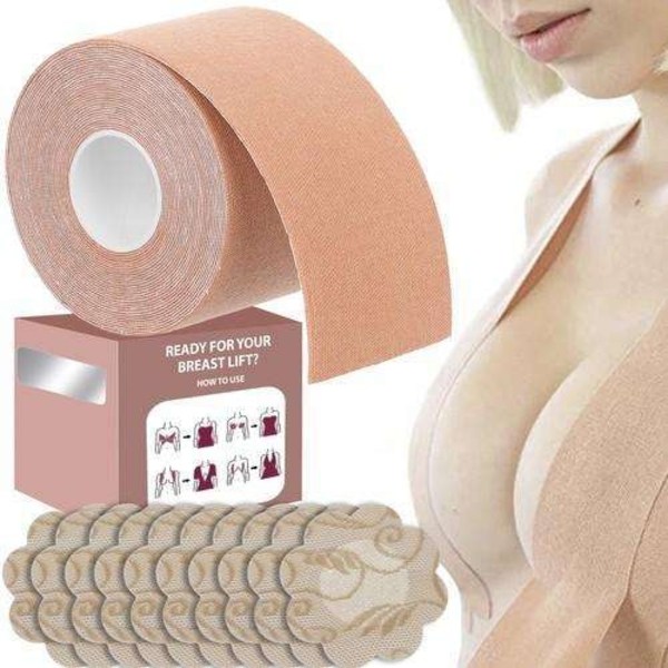 Itsekiinnittyvä rintaliivien rintateippi - Sarja - Vedenpitävä - 5 cm Beige