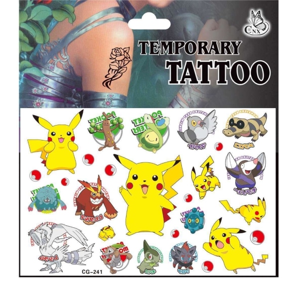 Pokémon-tatuoinnit - 20 kpl - Lasten tatuoinnit - Pikachu MultiColor CG-241