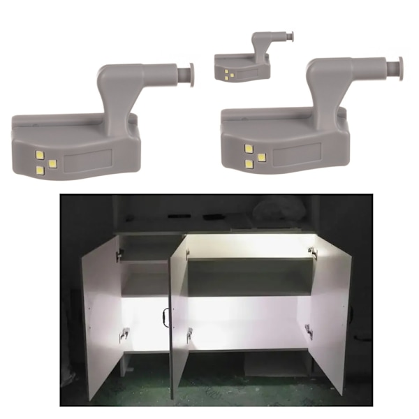 3-pack Universal LED, gångjärnssensorlampa för skåp, garderob, nattlampa för kök grå