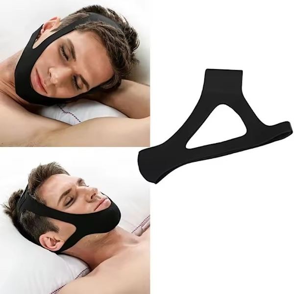 Anti-snorking-hakestropp - Slutt å snorke med justerbart snorkebelte Black