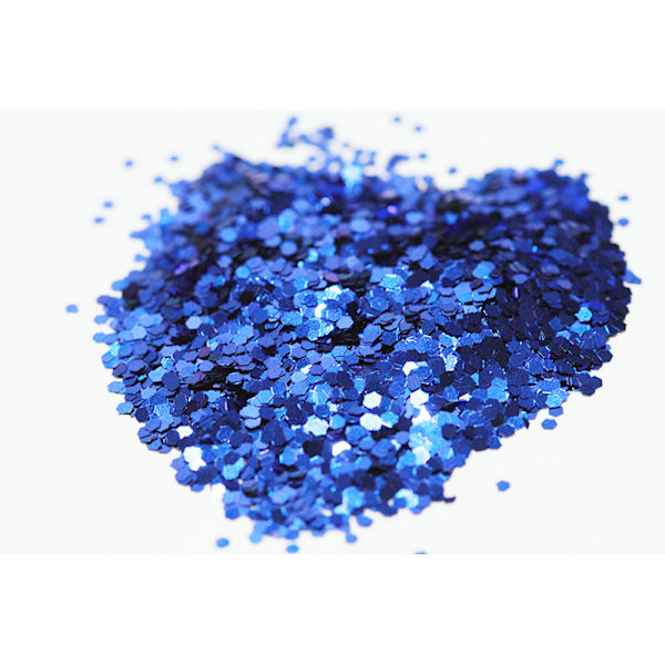 Negleglitter - Hexagon - Medium blå - 8ml - Glitter Blue