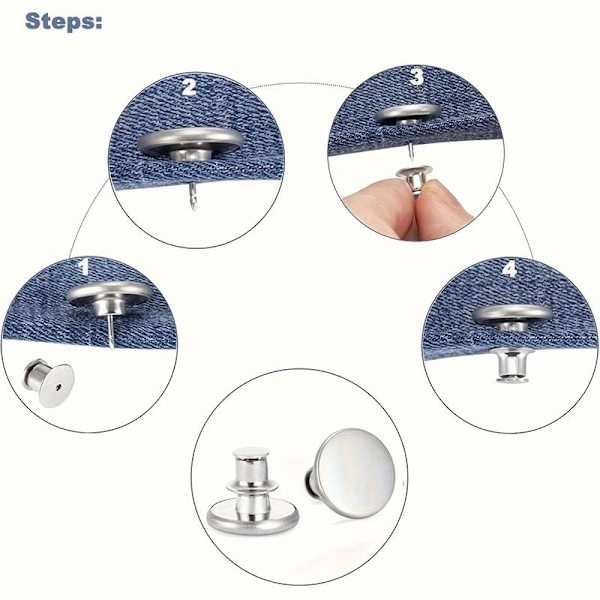 2-pak syfri bukseknapper - Juster størrelse - Hvid Silver 2-pack