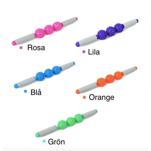 Gym 3 Point Spiky Ball Muscle Massage Roller Yoga Stick Body Rosa