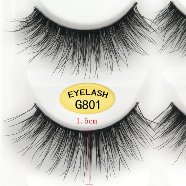 5-par lösögonfransar - 3D faux mink - G801 - False eyelashes Svart