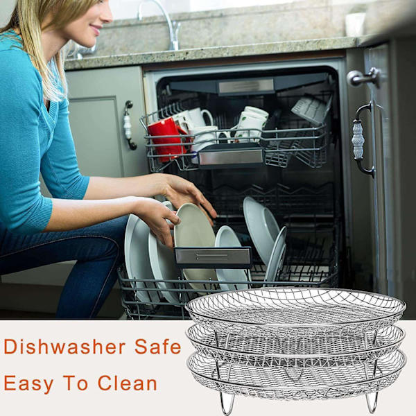 3 stk Air Fryer Rack Airfryer Kurvrum Airfryer i rustfrit stål Silver