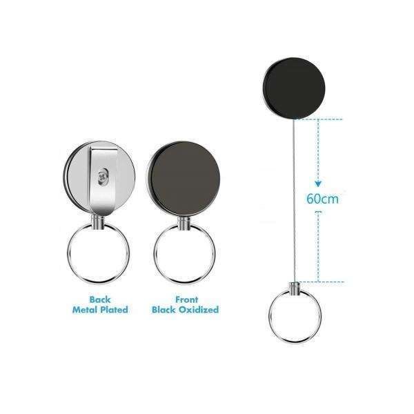 Udtrækkelig nøglering med yo-yo funktion og snor - 60cm Black