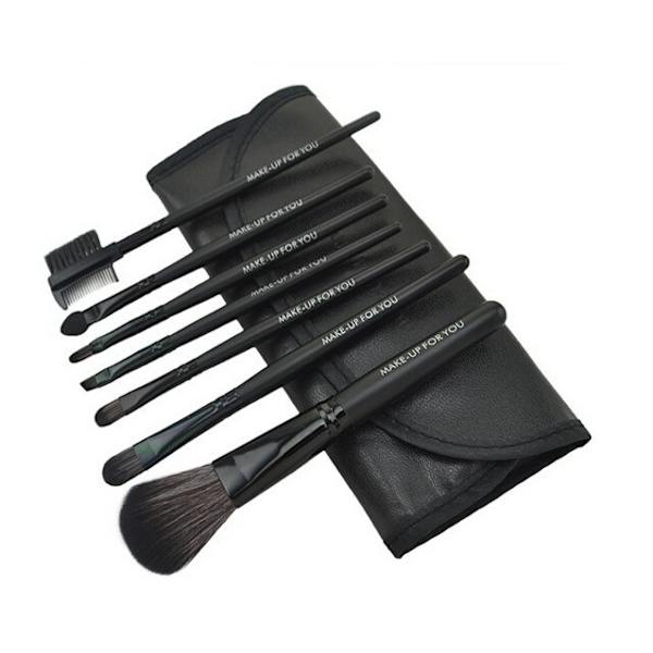 7 make-up børster, professionelt make-up sæt med etui Black