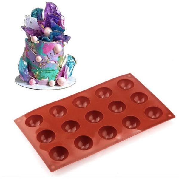 Silikoneform - Kugle/halvkugle 6/8/15/24 - Is/chokolade/geléform Brown 8 Kulor