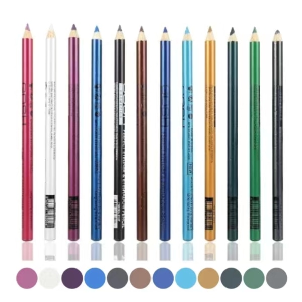 12 stk Eyeliner Lipliner øyeblyant leppeblyant makeup Multicolor