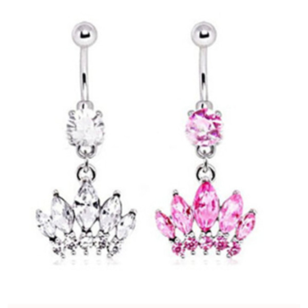 Navlepiercing diamantkrone Pink