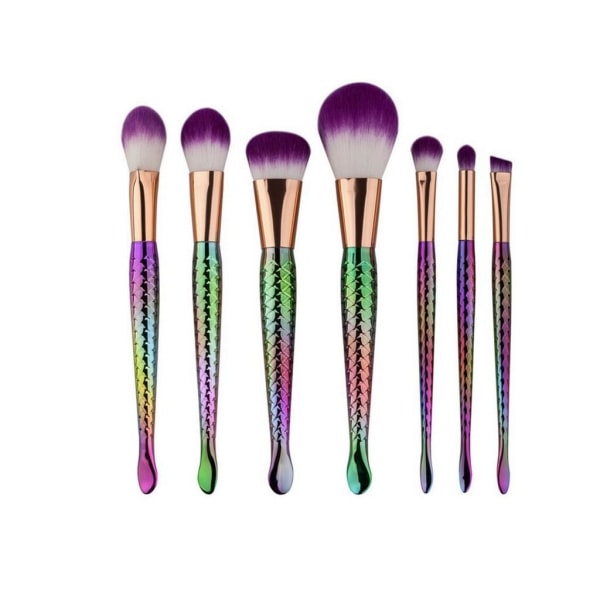 7 stk make-up børster - Havfrue flerfarvet Multicolor