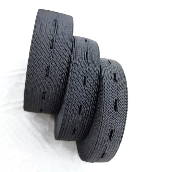 Elastisk knapphullsbånd Elastisk bånd, praktisk og allsidig Black Bredd: 2cm