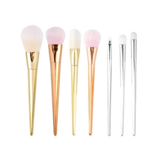 7st sminkborstar - Rosé silver guld - Makeup brushes multifärg