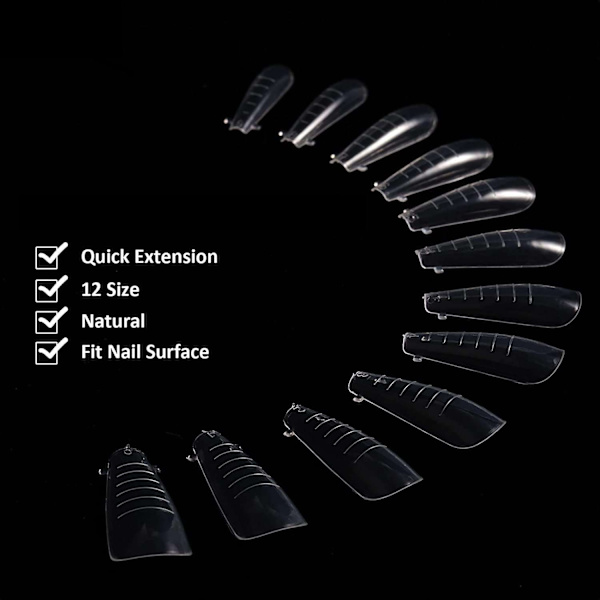 48st nagelform för polygel - Akrylnaglar - Nageltippar, Dualform Transparent Nr - 15