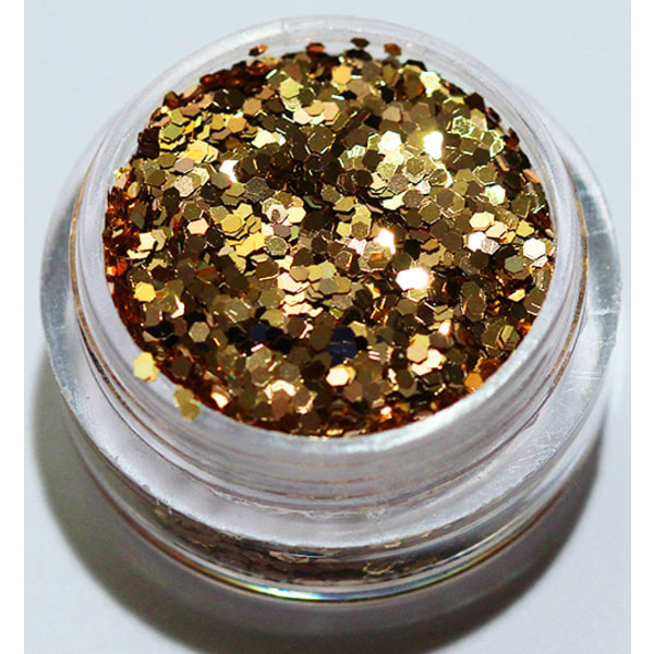 1. Hexagon glitter gyldenbrun