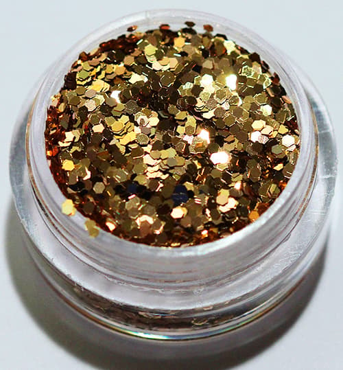 1. Hexagon glitter gyldenbrun