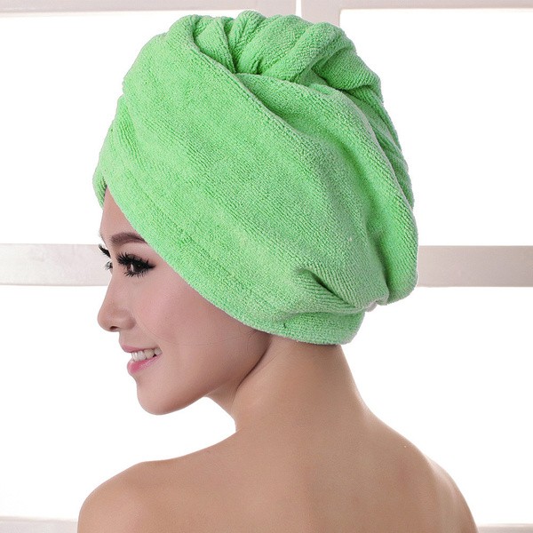 Håndklæde mikrofiber turban - Hår turban Green