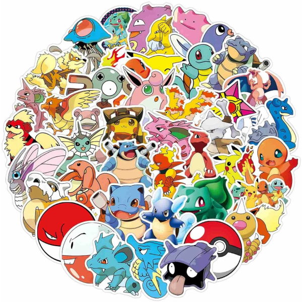 100 klistermærker klistermærker - Pokemon, Pikachu - Tegneserie Multicolor