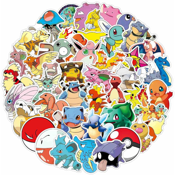 100 klistermærker klistermærker - Pokemon - Tegneserie Multicolor