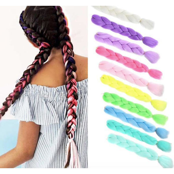 Jumbo braids, Ombre braids , Rasta flätor  - 30 färger Black Enfärgad - #2