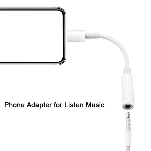 Lightning til 3,5 mm AUX hodetelefonadapter for iPhone/Apple White