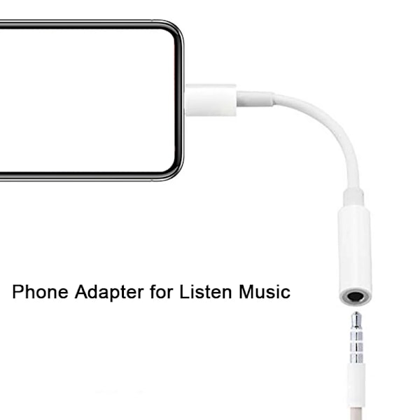 Lightning till 3.5mm AUX Hörlursadapter för iPhone/Apple Vit
