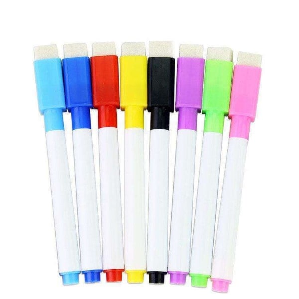 8-Pack - Whiteboard pennor med sudd - Pennor Multicolor