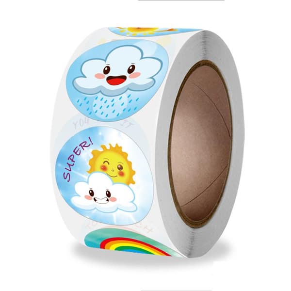 Djurstickers på rulle 500-pack 2,5 cm diameter multifärg