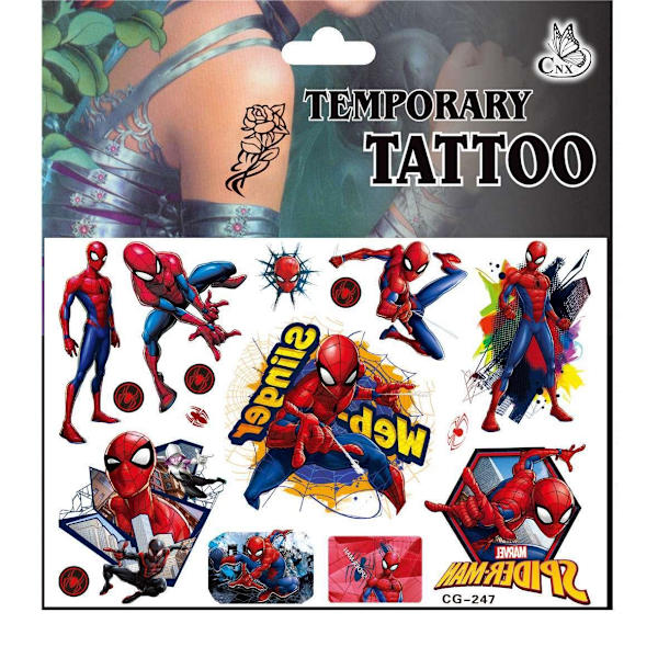 Spiderman-tatoveringer - 4 ark - Barnetatoveringer - Avengers Multicolor