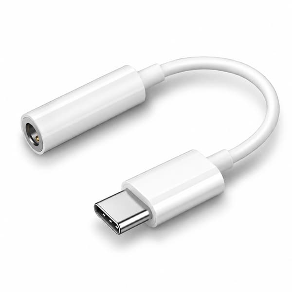 Lightning til 3,5 mm AUX hodetelefonadapter for iPhone/Apple White