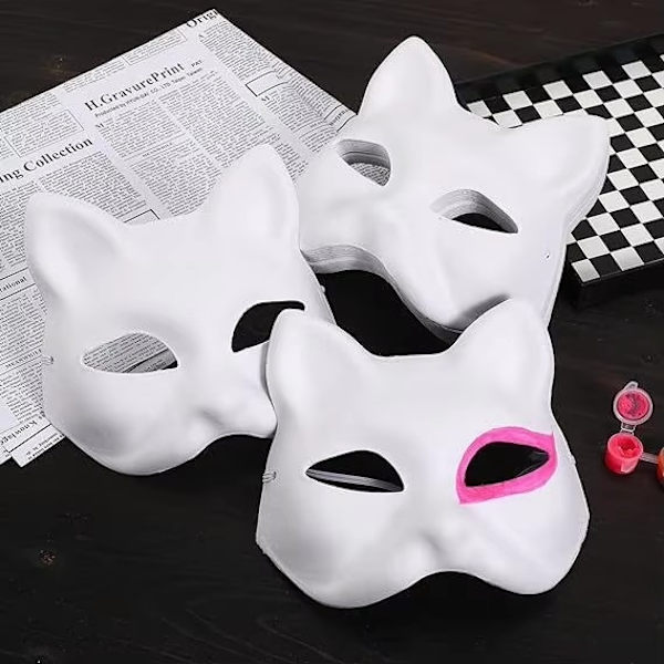 10 kattemasker at male - DIY hvide masker til maskerade og Halloween White