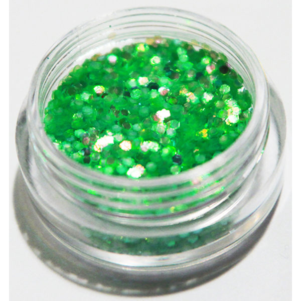 Negleglitter - Hexagon - Neongrøn - 8ml - Glitter Green