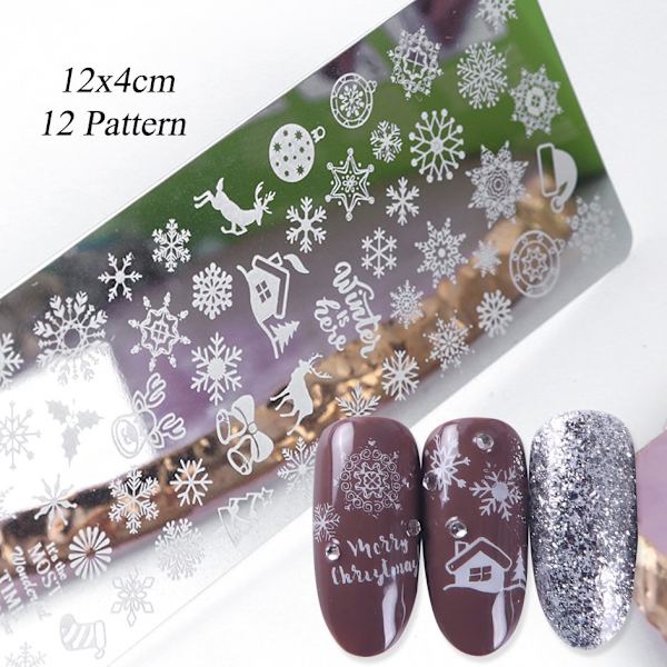 Nailart stempelplade, Neglestempel - julemotiver, julepynt