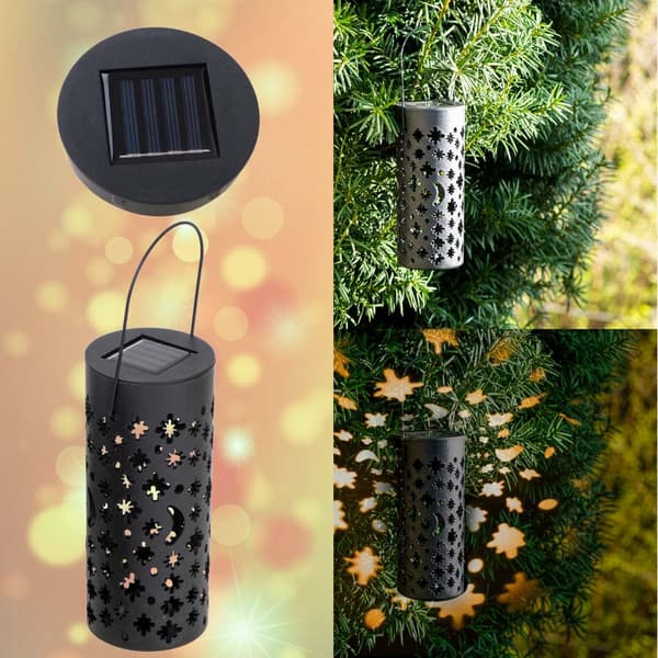 Solcellslyktor för Trädgård – LED med Skymningssensor (4-pack) Måne & Stjärnor Svart