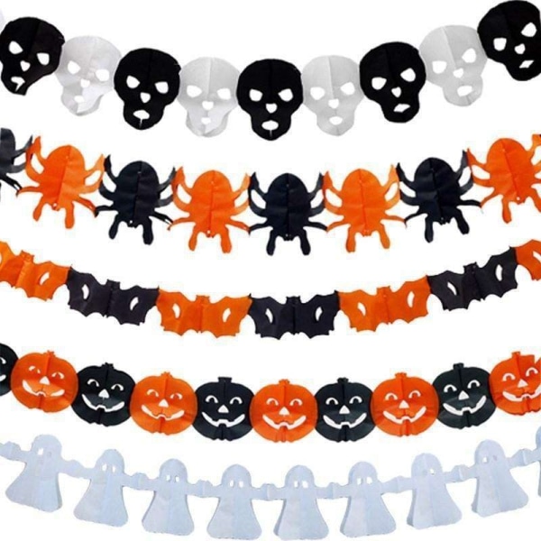 Halloween - Dekorasjoner - Garland - Gresskar, spøkelser - 3m MultiColor Nr - 04