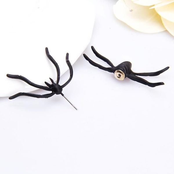 Halloween Ørering Spider - Sort Spider - Black 2st (1par)