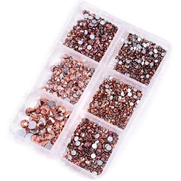 6 kpl tekojalokivi eri kokoisina - Zirkoni - Kynsikoristeet Pink gold