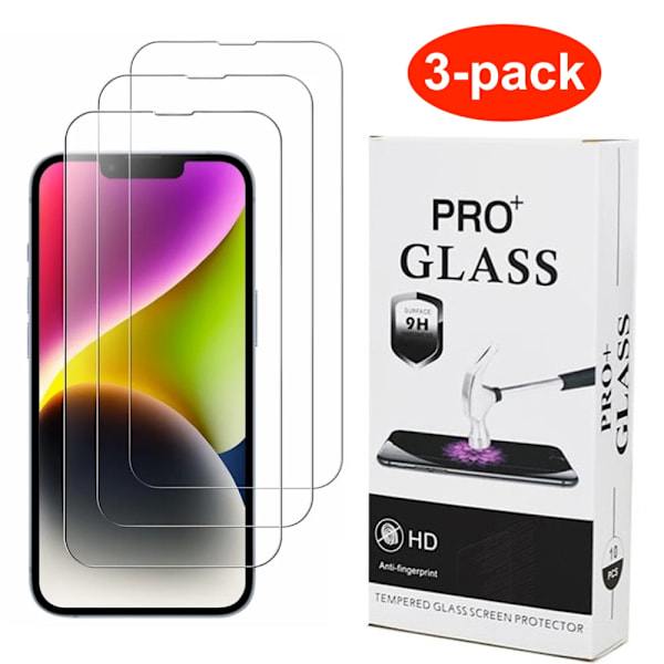 3 stk Herdet glass iPhone 13/13 PRO/14 - Skjermbeskyttelse Transparent