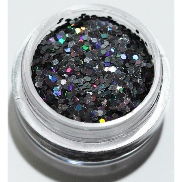 Nagelglitter - Hexagon - Svart rainbow - 8ml - Glitter Svart