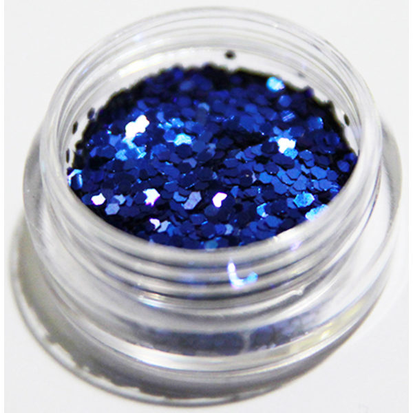 Negleglitter - Hexagon - Medium blå - 8ml - Glitter Blue