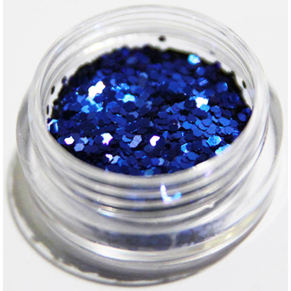 Negleglitter - Hexagon - Medium blå - 8ml - Glitter Blue