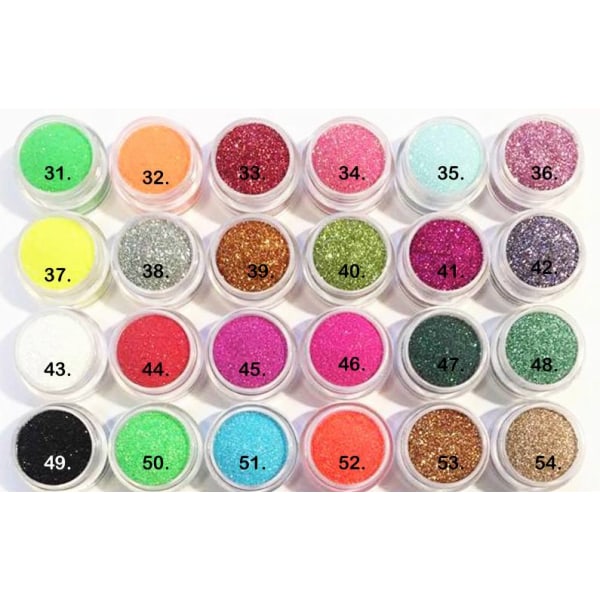 Finkornet glitter 24. Svart rainbow