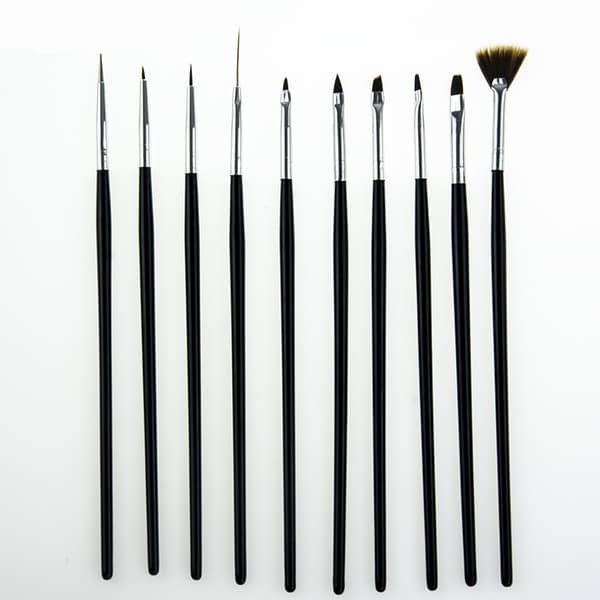 10 stk Akryl/UV Børster negle - Sort Black