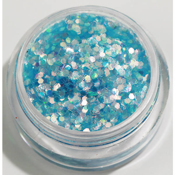 1st Hexagon glitter babyblå