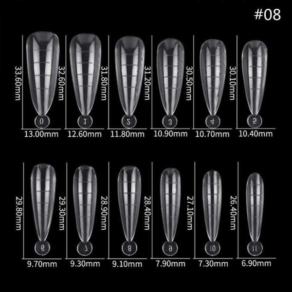48st nagelform för polygel - Akrylnaglar - Nageltippar, Dualform Transparent Nr - 8
