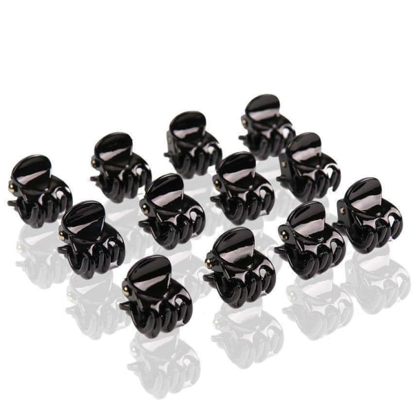 12 stk små sorte hårspænder 15x10mm - Black