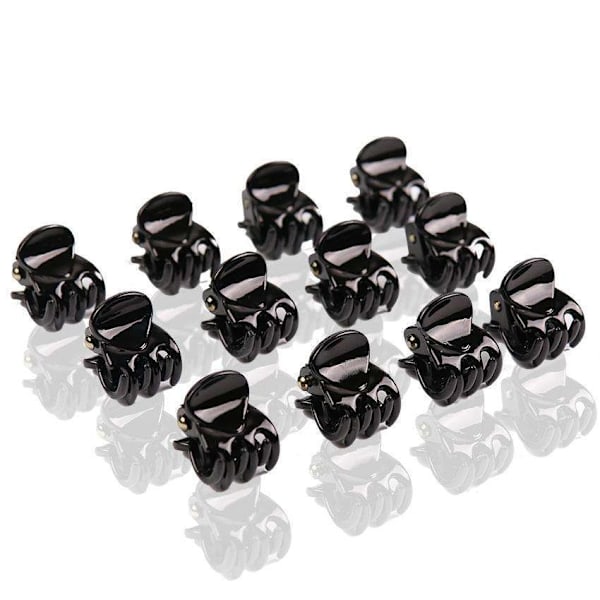 12 stk Små sorte hårspænder 15x10mm - Black