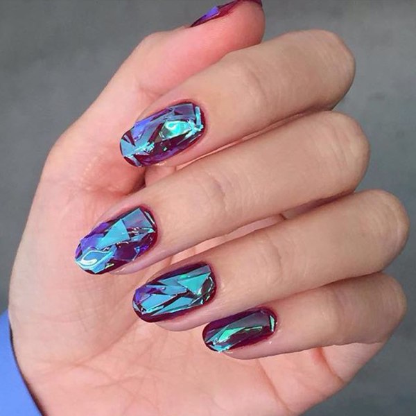 Glas folie för nageldekoration nailfoil Ljusblå