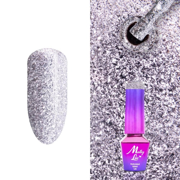 Mollylac - Gel polish - Luksus Glam - Nr546 - 5g UV gel/LED Silver
