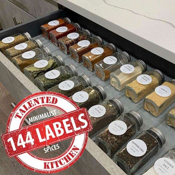 144stk Etiketter til krydderier - Organiser - Klistermærker White